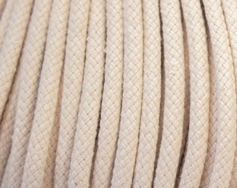 5mm Cotton Rope: Natural Color Basket Bag Sewing Cord - 50m (54.6 yards)