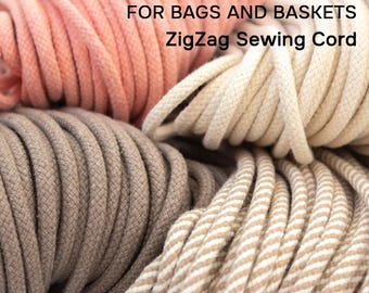 Rope for baskets. 5mm Cotton Cord: Zigzag Sewing Rope for Baskets & Bags (50m / 54.6 yds). Basket rope