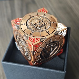 DND Spinner Dice 7-in-1 Metal Dice Cube with 3D Relief Design for Dungeons and Dragons TRPG Metal Dice with Box | 5 Ancient Gold