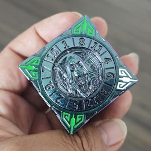 DND Spinner Dice 7-in-1 Metal Dice Cube with 3D Relief Design for Dungeons and Dragons TRPG Metal Dice with Box | 5 Green