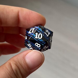 Obsidian Metal DND Dice Set: Blue Glitter Resin, Decorative Tin  - Complimentary Halloween Gifts included