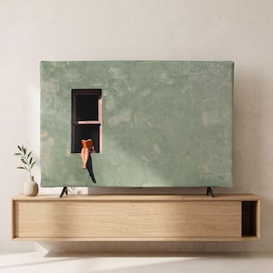 Woman Reading In Window TV Cover Case -- Sage Green Reading Nook Frame TV Art -- Slow Living Print