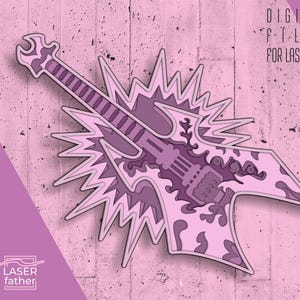 Rock Guitar SVG Multilayered Laser Cut Files, Music Instrument Art, Electric Guitar Vector, ai cdr svg eps dwg Formats For Any Craft Needs