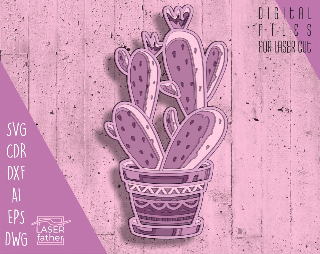Cactus SVG Multilayered Laser Cut Files, Ai Cdr Pdf Eps Dwg Formats for ...