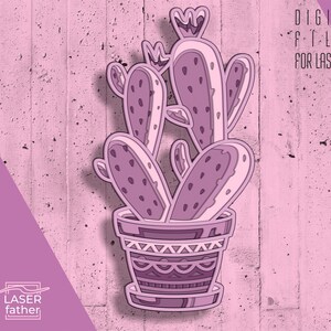 Fichiers découpés au laser multicouches SVG Cactus, formats ai cdr pdf eps dwg pour tous les besoins d'artisanat