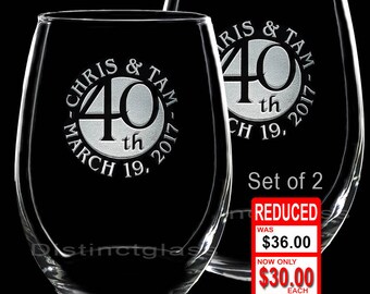 Items similar to Hand Painted Anniversary  CRYSTAL Wine 