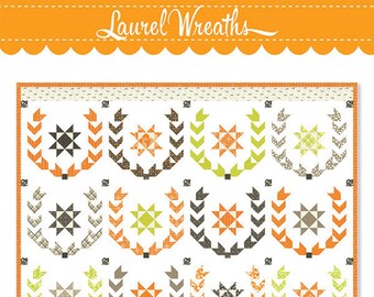 Laurel Wreaths Quilt Pattern by Fig Tree Quilts - Finished Sizes 60.75" x 63.75"
