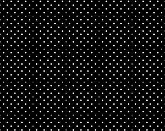 15" x 42" Remnant - Black and White Polka Dot Fabric - Riley Blake Swiss Dot Fabric - Black Polka Dot Fabric