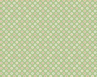 Lori Holt Cook Book Fabric by Riley Blake - Small Green and White Circle Fabric by the 1/2 Yard or Fat Quarter