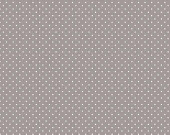 Gray Polka Dot Fabric - Riley Blake Swiss Dots - Gray and White Polka Dot Fabric By The 1/2 Yard
