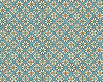 Mercantile Fabric by Lori Holt for Riley Blake - Blue Small Medallion Fabric by the 1/2 Yard or Fat Quarter