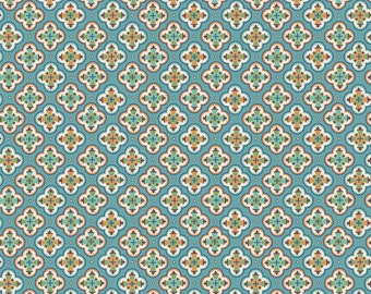 Mercantile Fabric by Lori Holt for Riley Blake - Blue Small Medallion Fabric by the 1/2 Yard or Fat Quarter