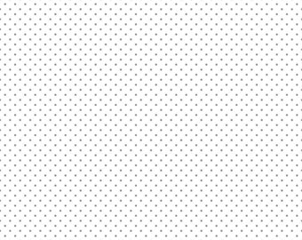 Gray Polka Dot Fabric - Riley Blake Swiss Dots Gray - Gray Dot Fabric - White Quilting Fabric By The 1/2 Yard