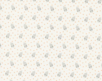 Harvest Moon Fabric by Fig Tree Quilts for Moda - Cream Gray and Orange Small Floral Fabric by the 1/2 Yard or Fat Quarter