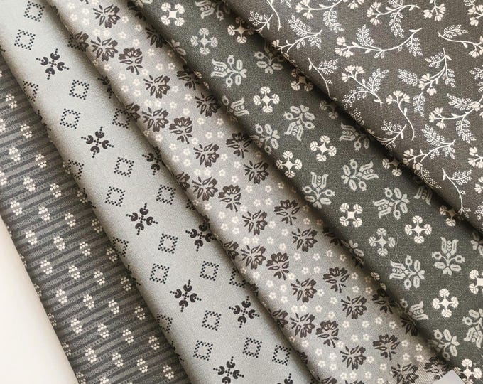 Lori Holt Piece & Plenty Fabric Fat Quarter Bundle - 5pc Gray Color ...