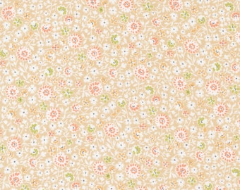 Cinnamon & Cream Fabric by Fig Tree Quilts for Moda - Light Tan Small Floral Fabric by the 1/2 Yard