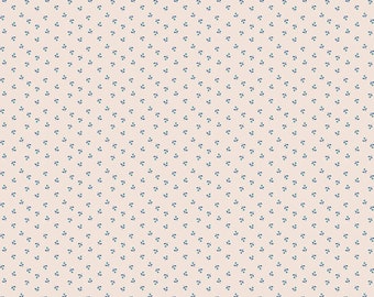 Mercantile Fabric by Lori Holt for Riley Blake - Beige and Blue Small Floral Fabric by the 1/2 Yard or Fat Quarter