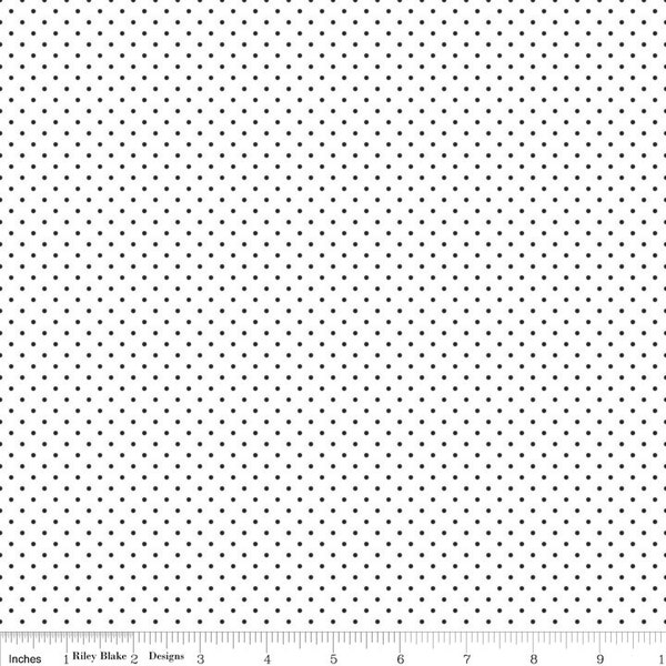 Black and White Polka Dot Fabric - Riley Blake Swiss Dots - Black Polka Dot Quilting Fabric By The 1/2 Yard