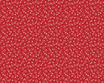 Calico Fabric by Lori Holt for Riley Blake - Schoolhouse Red Chicks Fabric by the 1/2 Yard or Fat Quarter