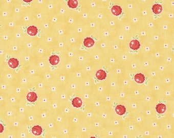 Stitched Fabric by Fig Tree Quilts and Moda -  Yellow and Red Berry Fabric by the 1/2 Yard or Fat Quarter