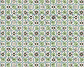 Mercantile Fabric by Lori Holt for Riley Blake - Blue and Green Leaf Fabric