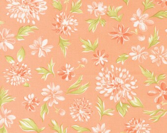 Cinnamon & Cream Fabric by Fig Tree Quilts for Moda - Peach Mums Floral Fabric by the 1/2 Yard