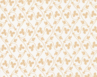 Cinnamon & Cream Fabric by Fig Tree Quilts for Moda - Cream Tone on Tone Small Tan Vines Fabric by the 1/2 Yard