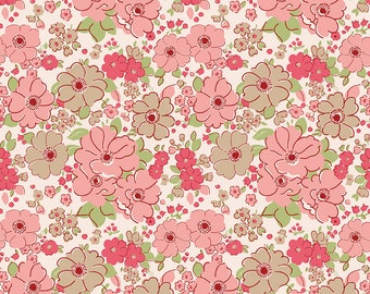 Mercantile Fabric by Lori Holt for Riley Blake - Pink Floral Fabric by the 1/2 Yard or Fat Quarter