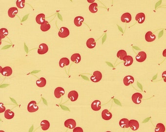 Fruit Cocktail Fabric by Fig Tree Quilts for Moda - Yellow and Red Cherry Fabric by the 1/2 Yard or Fat Quarter