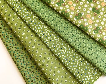 Lori Holt Home Town Fabric Fat Quarter Bundle - 5pc Green Color Bundle