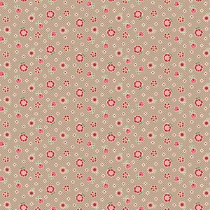Mercantile Fabric by Lori Holt for Riley Blake - Tan and Red Small Floral Fabric by the 1/2 Yard or Fat Quarter