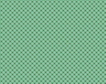 Calico Fabric by Lori Holt for Riley Blake - Alpine Green Polka Dot Fabric by the 1/2 Yard or Fat Quarter