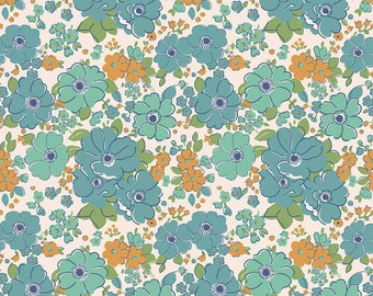 Mercantile Fabric by Lori Holt for Riley Blake - Blue Floral Fabric by the 1/2 Yard or Fat Quarter