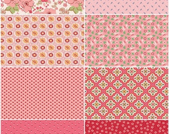 Lori Holt Mercantile Fabric Fat Quarter Bundle - 8pc Valentine Color Bundle