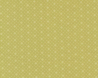 Cinnamon & Cream Fabric by Fig Tree Quilts for Moda - Green Eyelet Dots Fabric by the 1/2 Yard