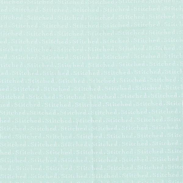 Stitched Fabric by Fig Tree Quilts and Moda -  Aqua Blue and Cream Text Fabric by the 1/2 Yard or Fat Quarter