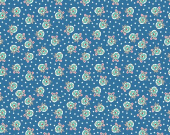 Home Town Fabric by Lori Holt for Riley Blake - Denim Blue Floral Fabric
