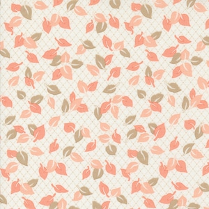Jelly and Jam Fabric by Fig Tree Quilts for Moda - White and Peach Small Leaf Fabric by the 1/2 Yard or Fat Quarter