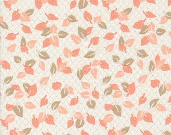 Jelly and Jam Fabric by Fig Tree Quilts for Moda - White and Peach Small Leaf Fabric