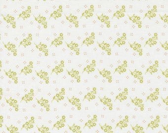 Linen Cupboard Fabric by Fig Tree Quilts for Moda - Chantilly White and Green Floral Fabric by the 1/2 Yard or Fat Quarter