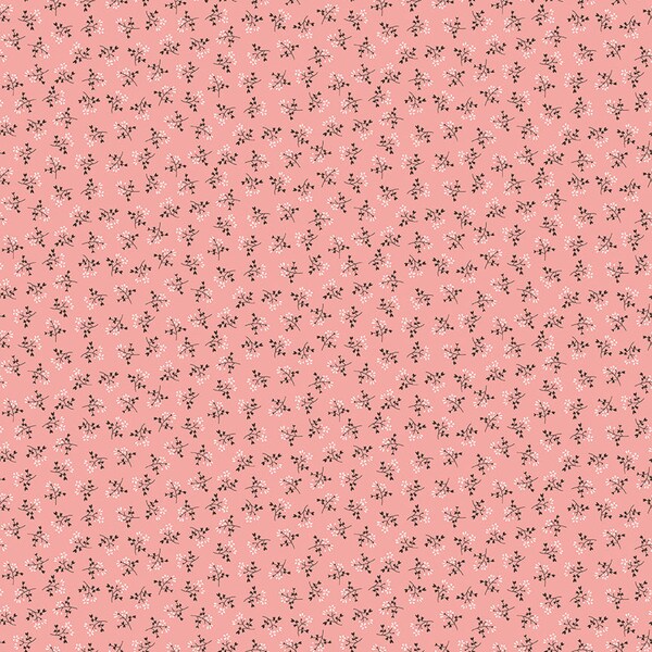 Prairie Fabric by Lori Holt for Riley Blake - "Bonnet" Coral Small Floral Fabric by the 1/2 Yard or Fat Quarter