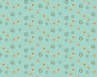 Mercantile Fabric by Lori Holt for Riley Blake - Blue and Yellow Small Floral Fabric by the 1/2 Yard or Fat Quarter