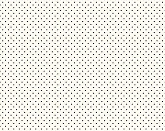 Black Polka Dot Fabric - Riley Blake Swiss Dots - Black Dot on Cream Fabric By The 1/2 Yard