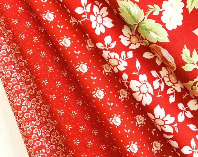 Fig Tree Jelly & Jam Fabric Fat Quarter Color Bundle - 5pc Red Color ...