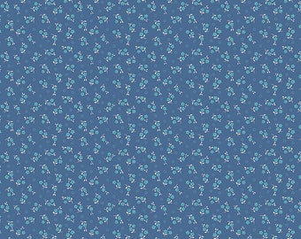Mercantile Fabric by Lori Holt for Riley Blake - Dark Blue Small Floral Fabric by the 1/2 Yard or Fat Quarter