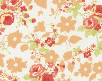 Fruit Cocktail Fabric by Fig Tree Quilts for Moda - Cream Red and Peach Large Floral Fabric