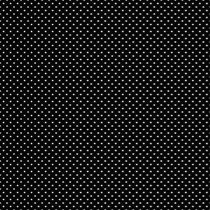 May include: A repeating pattern featuring small, evenly spaced white polka dots set against a solid black background. The design consists of a uniform grid of circular white spots that create a high-contrast, classic geometric aesthetic throughout.