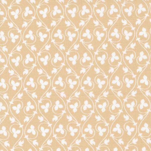 Cinnamon & Cream Fabric by Fig Tree Quilts for Moda - Light Tan Tone on Tone Small Vines Fabric by the 1/2 Yard