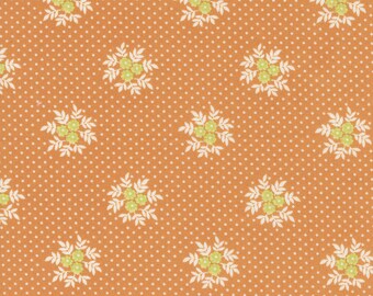 Fruit Cocktail Fabric by Fig Tree Quilts for Moda - Orange and Green Small Floral Dot Fabric by the 1/2 Yard or Fat Quarter