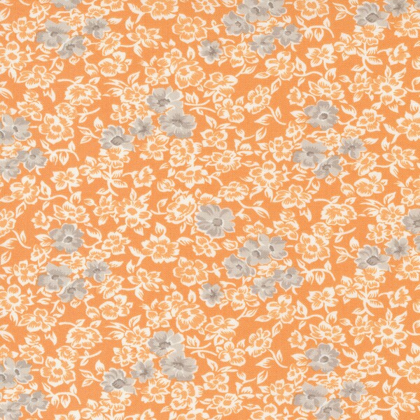 Harvest Moon Fabric by Fig Tree Quilts for Moda - Orange Cream and Gray Medium Floral Fabric by the 1/2 Yard or Fat Quarter